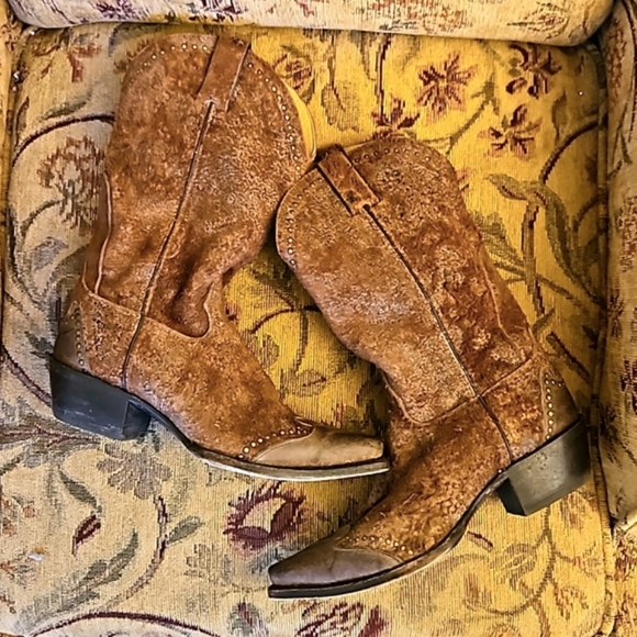 Grizzly Leather Snip Toe Cowboy Boot Ladies 9 1/2 - Picture 4 of 11